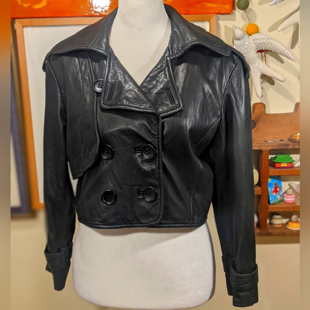 NWT washed lamb leather DOMA Cropped Trench Jacket SZ M